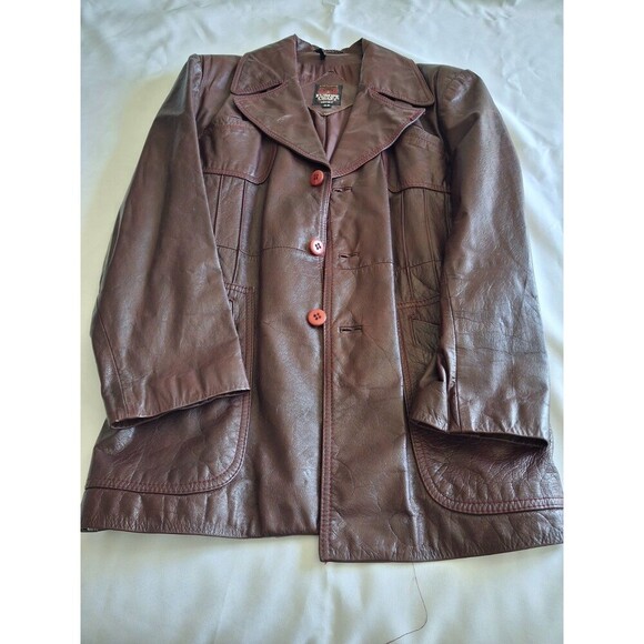 VINTAGE 1970'S Europe Craft Import, Long Jacket, Burgundy, Size 40, Many Pockets - Picture 1 of 16